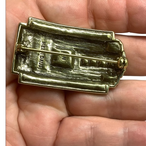 NWOT Heidi Daus Black and Green Crystal Brooch - Picture 2 of 2